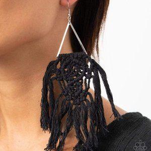 Modern Day Macrame' - Black Earrings1